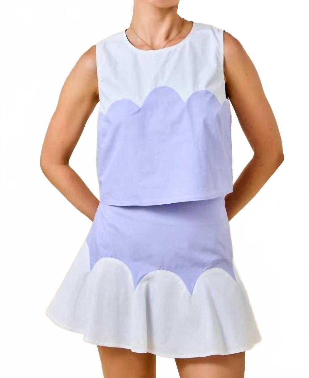 NEW DAY + MOON scallop skirt set in lavender
